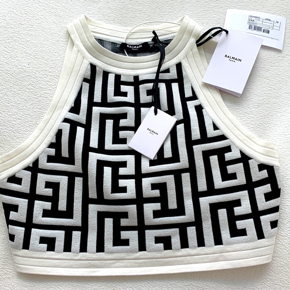 SOLD NWT Balmain Monogram Cropped Top - Picture 4 of 7